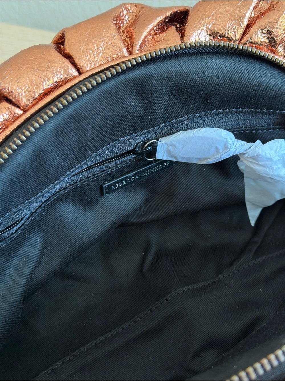 Rebecca Minkoff ruched metallic copper clutch bag - Picture 4 of 4
